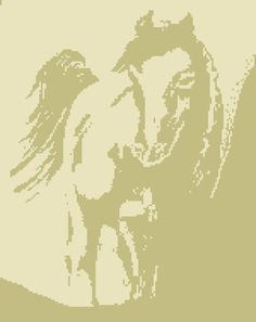 the silhouette of a horse is shown in an old - fashioned style cross stitch pattern