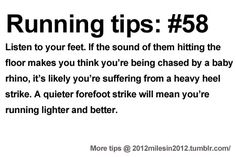 an advertisement with the words running tips 58 written in black and white on a white background