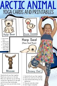 the arctic animal yoga cards and printables are great for kids to practice their physical skills