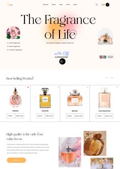 the perfume store website is displayed in this image