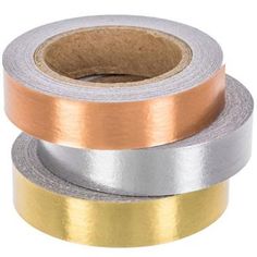 two rolls of silver and gold foil tape