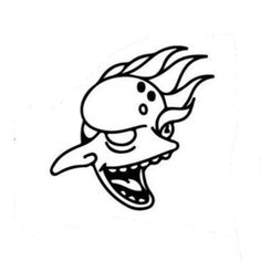 a drawing of a fish with its mouth open