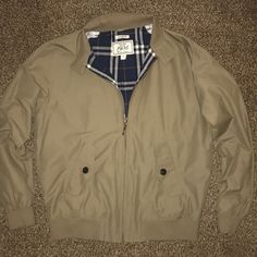 New 1905 Bomber Jacket From Jos A Bank - Khaki With Plaid Lining - New Without Tags - Size Medium Classic Collared Windbreaker For Winter, Classic Collared Winter Windbreaker, Preppy Outerwear With Pockets For Work, Travel Jacket, Field Jacket, Quilted Jacket, Coat Dress, Winter Coat, Front Zipper