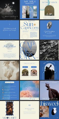 versatile blue aesthetic astrology | canva template bundle. #instatemplatedesign#canvainstagram#creativeinstagram #instatemplateideas Spiritual Instagram Posts, Aesthetic Brand Design, Astrology Instagram Feed, Astrology Aesthetic Zodiac, Zodiac Instagram, Astrology Aesthetic, Instagram Graphic Design, Instagram Design Layout, Instagram Branding Design