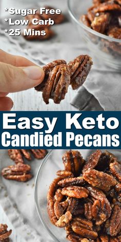 Keto Candied Pecans With Butter, Keto Roasted Pecans, Keto Cinnamon Pecans, Keto Candied Nuts Recipes, Keto Pecan Recipes, Keto Salty Snacks, Keto Pecans, Keto Candied Pecans, Pecan Brittle