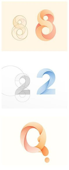 three different types of numbers are shown in this graphic design style, including the number eight