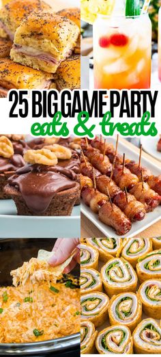 sliders, rum punch, chocolate cake, bacon wrapped lil smokies, dip and tortilla roll ups. Game Appetizers, Football Finger Foods, Easy Tailgate Food, Desserts Drinks, Football Party Foods, Simple Desserts, Watching Football