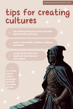 a poster with the words tips for creating culture