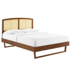 Modway Sierra Cane and Wood King Platform Bed with Angular Legs in Walnut King Platform Bed Frame, Queen Platform Bed Frame, Full Size Headboard, Rattan Wood, Rattan Headboard, Queen Size Headboard, Full Headboard, Full Platform Bed, King Platform Bed