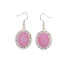 Pink Jewelry With Matching Earrings Gift, Pink Jewelry For Gifts, Pierced Ears, Feminine Pink Jewelry With Earrings, Elegant Nickel-free Pink Jewelry, Pink Pierced Jewelry For Formal Occasions, Elegant Nickel-free Pink Earrings, Elegant Pink Earrings With Ear Wire, Pink Crystal Single Earring For Gift, Elegant Pink Dangle Jewelry