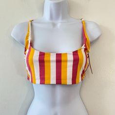 Pull On Bikini Top With Scoop Neck Front And Twist Back. Pink, Orange, And White Check Out My Closet For More Mix & Match Bikini Options! Fitted Tube Top With Adjustable Straps For Poolside, Summer Bandeau Tube Top With Adjustable Straps, Beach Season Tube Top With Adjustable Straps For Sunbathing, Adjustable Straps Tube Top For Beach Season Sunbathing, Adjustable Straps Tube Top For Sunbathing And Beach Season, Bandeau Halter Top With Straps For Beach, Summer Tube Top With Built-in Bra For Beach Season, Trendy Summer Tube Top With Adjustable Straps, Trendy Adjustable Strap Tube Top For Summer