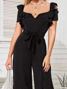 Save with code: “SAVEPIN50” - Dress to impress outfit ideas, from casual and business casual to trendy and occasion-specific styles, including spring, summer, concert, and graduation outfits, along with accessories like shoes and piercings Deep V-Neck Belted Wide-Leg Jumpsuit Elevate your style game with our Deep V-Neck Belted Wide-Leg Jumpsuit! This stunning piece combines the allure of a deep V-neckline with the sophistication of a belted waist and the trendiness of wide-leg pants. Perfect for those who crave a chic and effortless look, this jumpsuit is a versatile addition to your wardrobe. Key Features: Deep V-Neckline: Adds a touch of allure and femininity Belted Waist: Defines your silhouette for a flattering fit Wide-Leg Design: Offers comfort and a fashion-forward look Versatile: I Fitted V-neck Jumpsuits And Rompers For Summer, Trendy Solid Color Jumpsuits And Rompers For Date Night, Trendy Solid Jumpsuits And Rompers For Date Night, Elegant Fitted V-neck Jumpsuits And Rompers, Elegant Solid Color Jumpsuits And Rompers For Going Out, Chic Formal Summer Jumpsuits And Rompers, Chic Summer Formal Jumpsuits And Rompers, V-neck Non-stretch Jumpsuits For Night Out, V-neck Non-stretch Jumpsuits And Rompers For Night Out