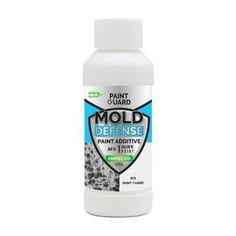 a bottle of mold defense paint on a white background