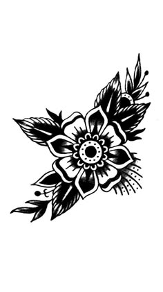 a black and white flower tattoo design