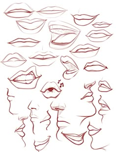 the various stages of lips drawn by hand