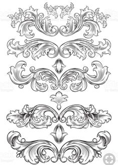 an ornate set of design elements in black and white royaltyvectors stock photo