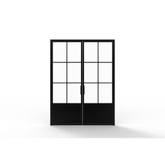 an open glass door on a white background