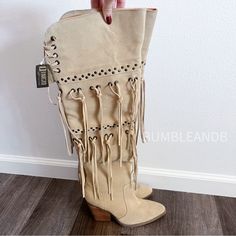 Nwob Dingo Witchy Woman Over The Knee Western Boots Women’s 8 Brand New, No Box They Do Have Some Black Marks On Them That Could Likely Be Cleaned Will Ship With Care No Order Cancellations Leave Them Spellbound When You Step Out In The Dingo Witchy Woman Knee-High Fringe Boots. Pull-On Boot With Zipper Closure. Suede Leather Upper With Fringe Detailing Along The Boot Shaft. Man-Made Lining And Insole. Stacked Boot Heel With Man-Made Outsole. Western Boots Women, Fringe Boots, Witchy Woman, Pull On Boots, Boots Women, Western Boots, Over The Knee Boots, Over The Knee, Suede Leather