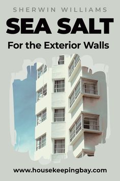 an advertisement for the sea salt for the exterior walls, featuring two balconies