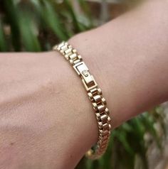 14K Gold Chain Link Bracelet Rolex Models, 0.454 Ounce Gold Jewelry, Chunky Layering Jewelry,Stacking Bracelet, Gift for Her by DiamondlabStore on Etsy