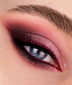 Red Makeup Prom Looks, Red Eyeshadow Look, Red Smokey Eye, Competition Makeup, Red Eye Makeup, Pretty Eye Makeup