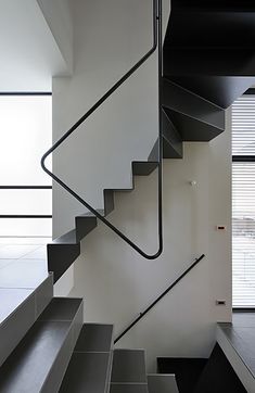 the stairs are black and white in color