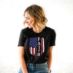 So simple. But so perfect. Enjoy this comfortable shirt and beautiful design, while making a powerful statement. Red Graphic Tee For Everyday, Everyday Graphic Tee In Red, Red Graphic Tee For Everyday Wear, Casual Black Shirt With American Flag Print, Casual Black Tops For 4th Of July, Casual Red T-shirt With American Flag Print, Red Casual T-shirt With American Flag Print, Casual Red Shirt With American Flag Print, Black Casual T-shirt For 4th Of July