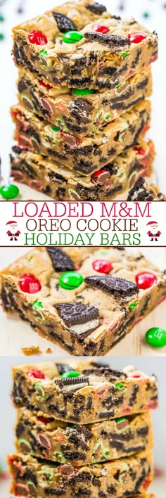 a stack of cookies and candy bars on top of each other with the words loaded to m