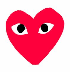 a red heart with eyes drawn on it