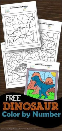 free printable dinosaur color by number for kids