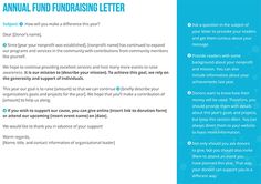 a blue and white brochure with the words annual fund fundraiser letter