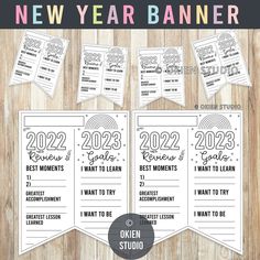 the new year banner is shown with three different designs on it and two options for each one