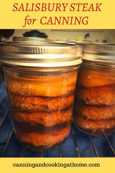 two jars filled with food sitting on top of an oven