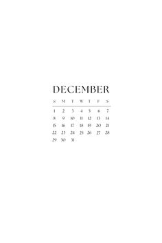 a calendar with the word december written in black and white on it's side