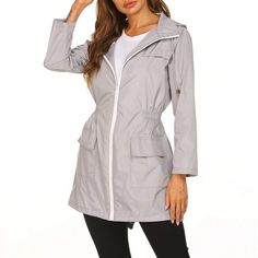 Color:Black \nSuitable Age:Over 14 Years \nPattern Type:Plain \nMaterial:Polyester \nComposition:100% Polyester \n Rains Long Jacket, Outdoor Coats, Water Resistant Jacket, Hiking Jacket, Wind Jacket, Hooded Raincoat, Raincoats For Women, Vest Coat, Sleeveless Jacket