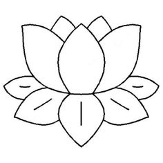 the outline of a lotus flower with leaves on it's petals, in black and white