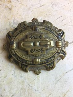 "Very old antique brooch. Beautiful ornate style from late 1800s. I have not cleaned it so as to remove the patina but undoubtedly it would clean up nicely. It is 2\" x 1.5\" and hollow in the center. Excellent antique condition. Repousse work." Vintage Bronze Brass Brooches, Antique Bronze Collectible Brooches, Antique Bronze Brooches For Collectors, Antique Gold Brass Brooches, Hood River, Bon Ton, Vintage Wedding Decorations, Victorian Gold, Antique Brooches