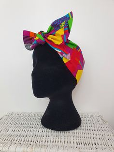 Self tie headscarf. You can wear it as a pin up head scarf, in a bow, as a turban, as a neck scarf, around your pony tail and even tie it on the handles of you bag. They are very versatile. * 10cm approx at the widest point. * 100% cotton * Comes in 3 lengths:                                Standard 35.5 inches approx (photographed)                               Large 37.5 inches approx                               Extra Large 39.5 inches approx Due to the handmade nature of this item, slight v Multicolor Headband Headscarf As Gift, Trendy Summer Party Headscarf, Multicolor Party Headscarf, Trendy Multicolor Bandana Headband, Adjustable Multicolor Headwrap For Party, Trendy Headband Style Headwrap, Trendy Multicolor Headband Headscarf, Retro Multicolor Bandana For Festival, Adjustable Retro Bandana Headband