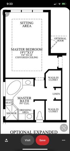 the floor plan for a bedroom and bathroom