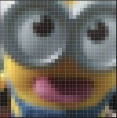 the face of an animated character made out of pixels