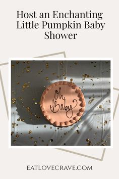 a baby shower with gold confetti on it and the words, host an enchanting little pumpkin baby shower