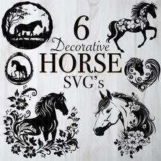 six decorative horse svg's