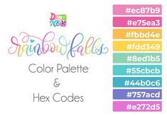 the rainbow fall font and hex code