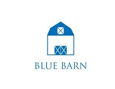 blue barn logo on a white background