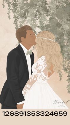 a bride and groom kissing in front of a tree with the words, wedding date on it