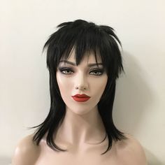 100% Brand new high-temperature fiber, black mullet style fringe layered straight hair wigs with the adjustable cap inside. Stylish, very high quality look so natural and comfortable. I can make all kinds of hair wigs too. If you have your dream hairstyle, provides pictures to me ( better with different angles), I can tailor made for you and will let you know the price individually, And then I will provide a listing for you to pay. The production time of a custom made wig is around 2-3 weeks + 7 Short Shag Mullet, Straight Medium Length Hair, Punk Mullet, Scene Wig, Medium Length Hair Straight, Black Mullet, Medium Length Curly Hair, Bangs Wig, Haircut Inspo