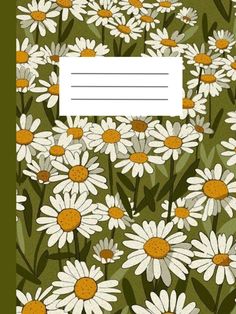 a book cover with white daisies and green background