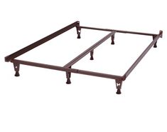 a metal bed frame with four legs and no headboard or foot board is shown