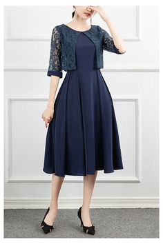 10% off now! modest knee length or long wedding guest dress with lace jacket online. Sheprom offers formal, party, casual & more style dresses to fit your special occasions. Knee-length Lace Dress For Fall Formal Events, Elegant Knee-length Lace Dress For Fall, Modest Knee-length Evening Dresses, Evening Lace Dress With Knee-length Lace Sleeves, Feminine Knee-length Lace Dress With Lace Sleeves, Knee Length Dresses Formal, Trendy Shirt Designs, Lace Jacket, Jackets Online