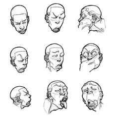 various facial expressions drawn in black and white